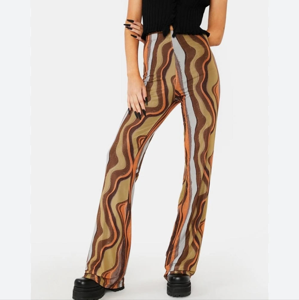 Motel X Iris Herly Earthy Gradient Flare High Rise Pants Size XS